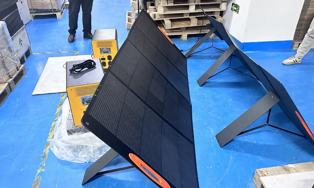 Portable power station with solar panels