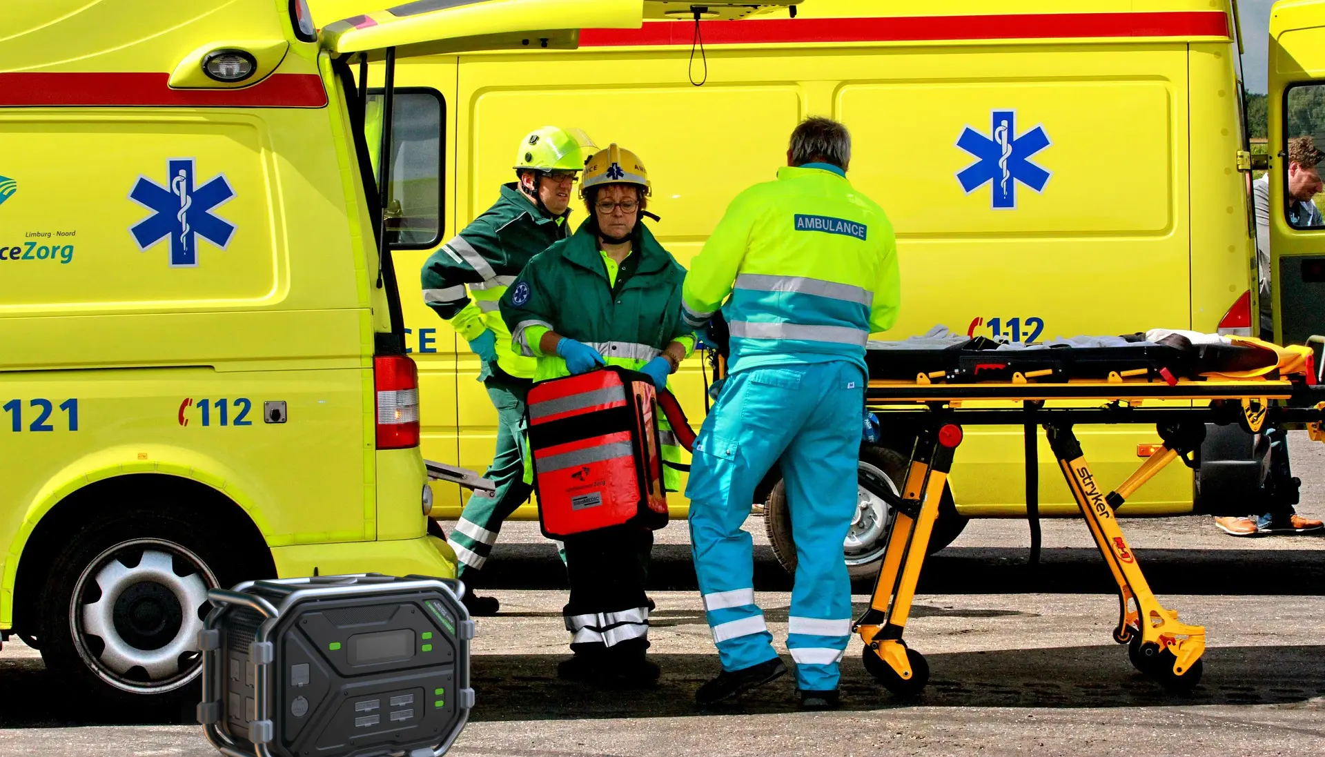 Ambulance-mounted portable power station