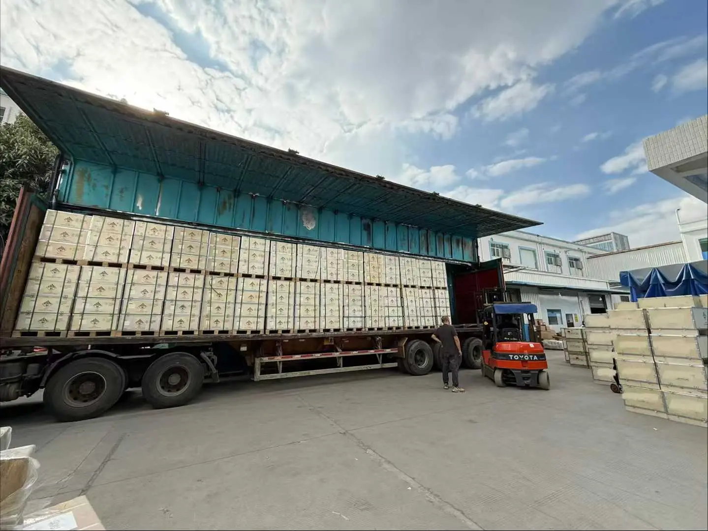 A finished container of branded home storage systems ready for sea freight