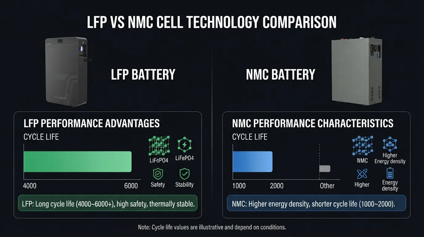 Comparison between LFP cells and NMC cells